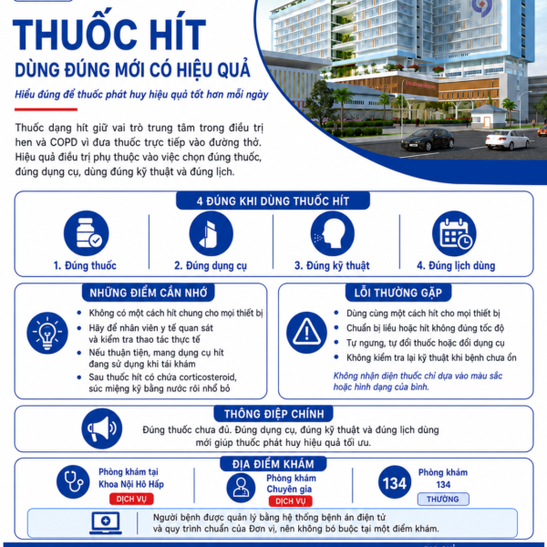 THUỐC DẠNG HÍT TRONG ĐIỀU TRỊ HEN VÀ BỆNH PHỔI TẮC NGHẼN MẠN TÍNH: DÙNG ĐÚNG MỚI CÓ HIỆU QUẢ